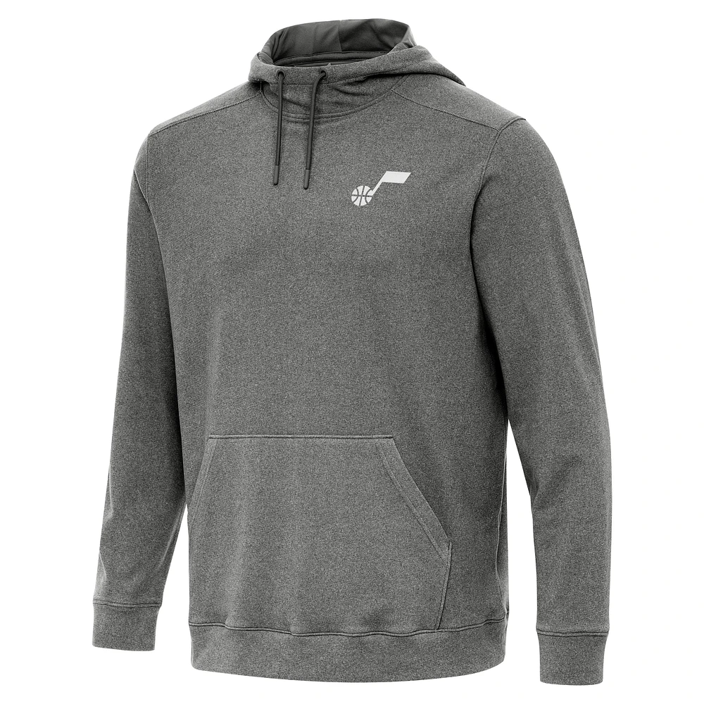 Men's Antigua Heather Black Utah Jazz Cloud Pullover Hoodie