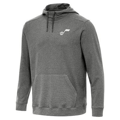 Men's Antigua Heather Black Utah Jazz Cloud Pullover Hoodie