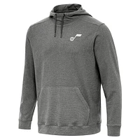 Men's Antigua Heather Black Utah Jazz Cloud Pullover Hoodie