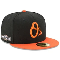 Men's New Era Black/Orange Baltimore Orioles 2024 MLB Postseason Side Patch 59FIFTY Fitted Hat