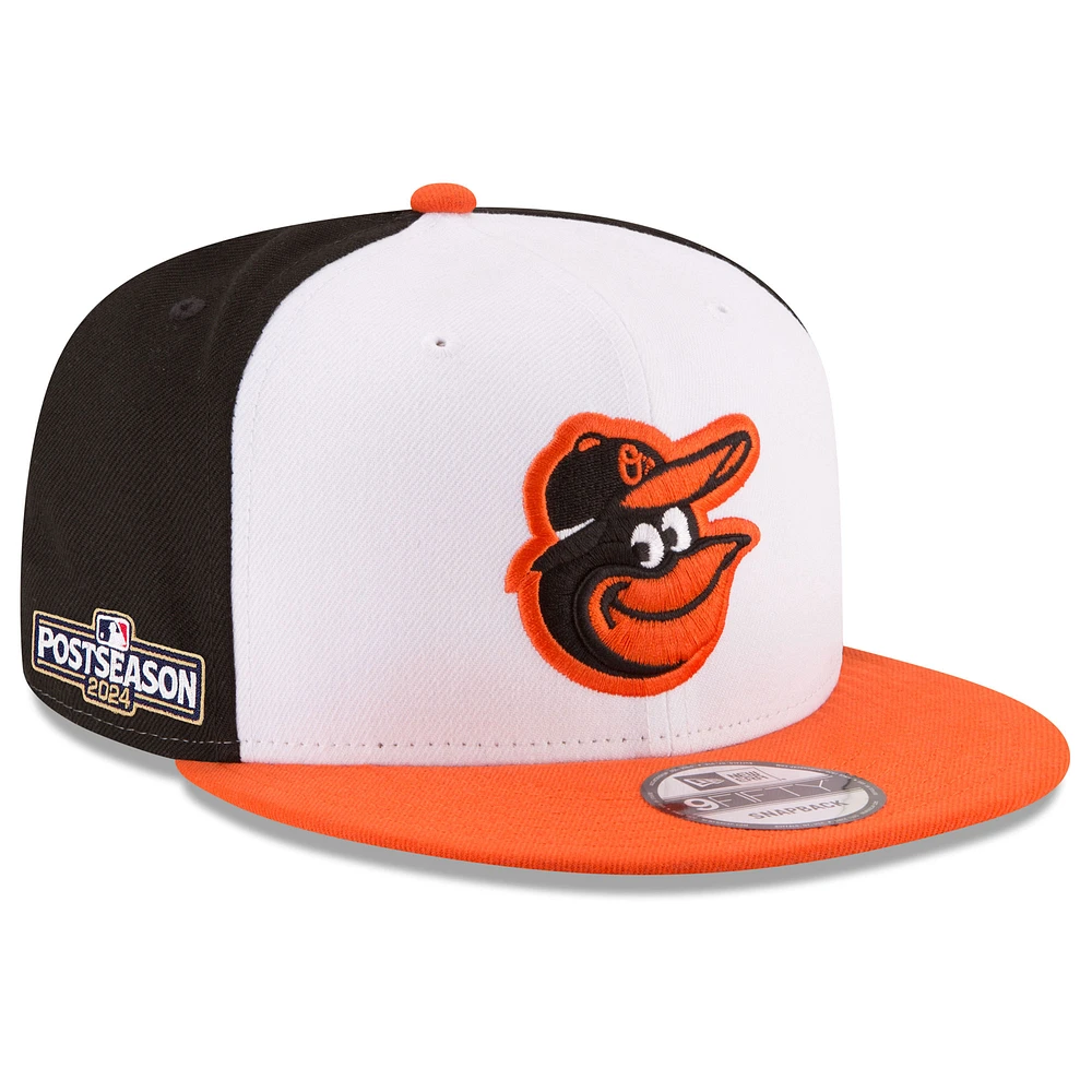 Men's New Era White/Orange Baltimore Orioles 2024 MLB Postseason Side Patch 9FIFTY Snapback Hat