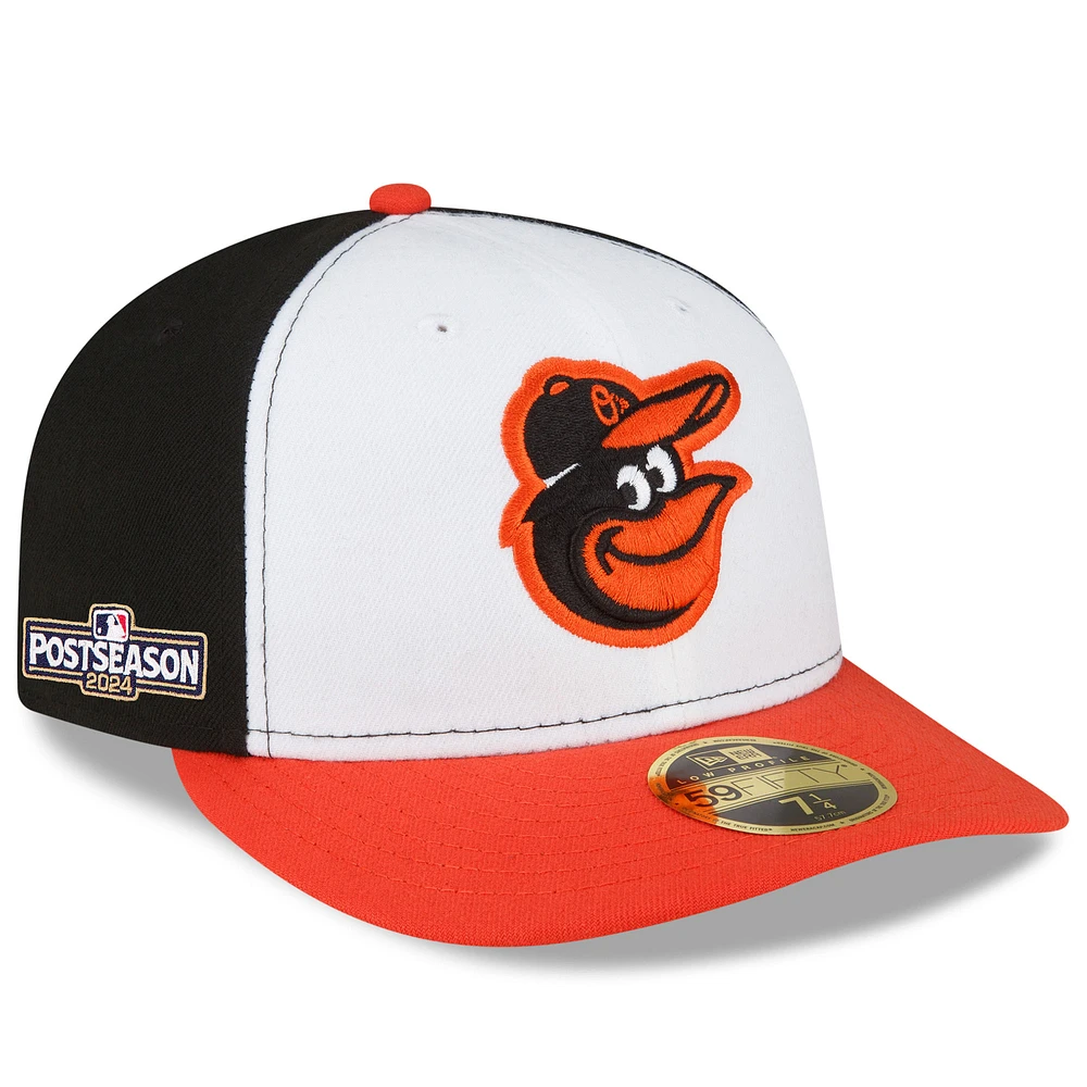 Men's New Era White/Orange Baltimore Orioles 2024 MLB Postseason Side Patch Low Profile 59FIFTY Fitted Hat