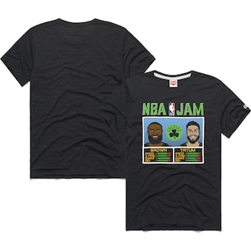 Unisex Homage Jaylen Brown & Jayson Tatum Charcoal Boston Celtics 2024/25 City Edition NBA Jam Tri-Blend T-Shirt