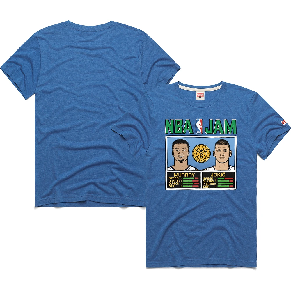 Unisex Homage Jamal Murray & Nikola Jokic Blue Denver Nuggets 2024/25 City Edition NBA Jam Tri-Blend T-Shirt