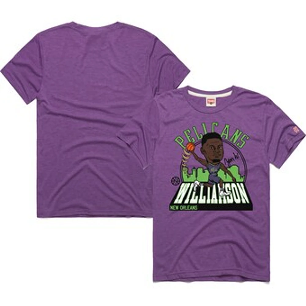 Unisex Homage Zion Williamson Purple New Orleans Pelicans 2024/25 City Edition Caricature Tri-Blend T-Shirt