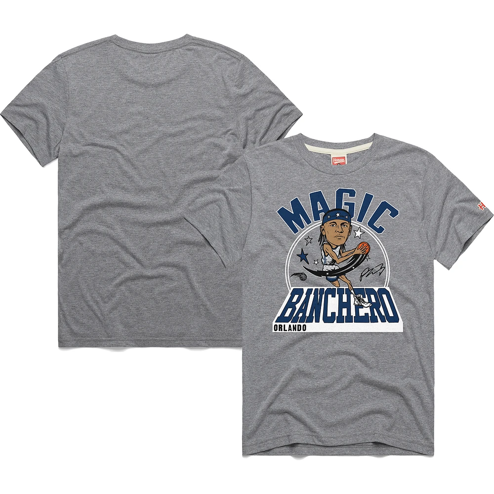 Unisex Homage Paolo Banchero Gray Orlando Magic 2024/25 City Edition Caricature Tri-Blend T-Shirt