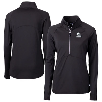 Women's Cutter & Buck Cleveland Browns Adapt Eco Knit Stretch Recycled Half-Zip Pullover Top
