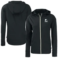 Women's Cutter & Buck Black Cleveland Browns Daybreak Eco Recycled Full-Zip Hoodie