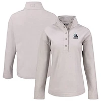 Women's Cutter & Buck Gray Cleveland Browns Hunts Point Eco Textured Fleece Recycled Quarter-Snap Pullover
