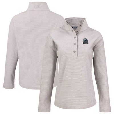 Women's Cutter & Buck Gray Cleveland Browns Hunts Point Eco Textured Fleece Recycled Quarter-Snap Pullover
