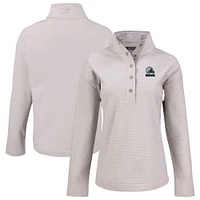 Women's Cutter & Buck Gray Cleveland Browns Hunts Point Eco Textured Fleece Recycled Quarter-Snap Pullover