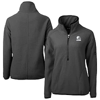 Women's Cutter & Buck  Gray Cleveland Browns Cascade Eco Fleece Half-Zip Jacket