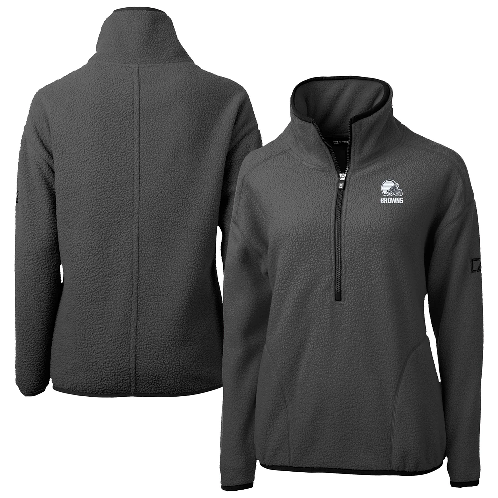 Women's Cutter & Buck Gray Cleveland Browns Cascade Eco Fleece Half-Zip Jacket