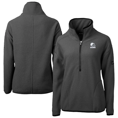 Women's Cutter & Buck  Gray Cleveland Browns Cascade Eco Fleece Half-Zip Jacket