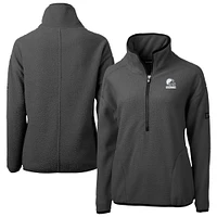 Women's Cutter & Buck  Gray Cleveland Browns Cascade Eco Fleece Half-Zip Jacket