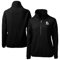 Women's Cutter & Buck  Black Cleveland Browns Cascade Eco Fleece Half-Zip Jacket