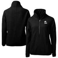 Women's Cutter & Buck  Black Cleveland Browns Cascade Eco Fleece Half-Zip Jacket
