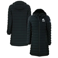 Women's Cutter & Buck  Black Cleveland Browns Mission Ridge Repreve Eco Insulated Full-Zip Hoodie Long Puffer Jacket