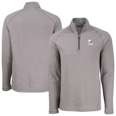 Men's Cutter & Buck  Heather Gray Cleveland Browns Peshastin Eco Fleece Recycled Half-Zip Pullover