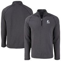 Men's Cutter & Buck  Heather Black Cleveland Browns Peshastin Eco Fleece Recycled Half-Zip Pullover