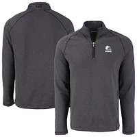 Men's Cutter & Buck  Heather Black Cleveland Browns Peshastin Eco Fleece Recycled Half-Zip Pullover