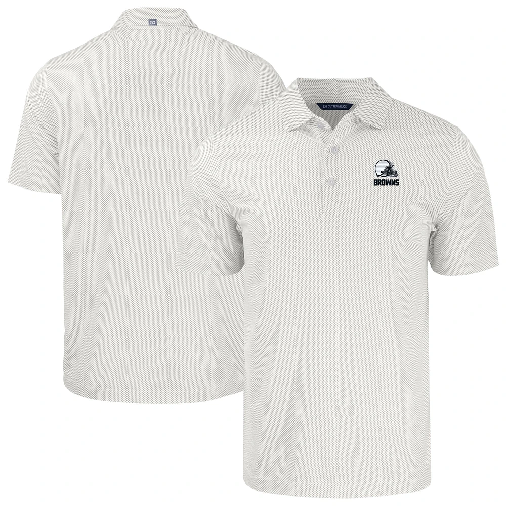 Men's Cutter & Buck White Cleveland Browns Big Tall Pike Eco Symmetry Print Stretch Recycled Polo