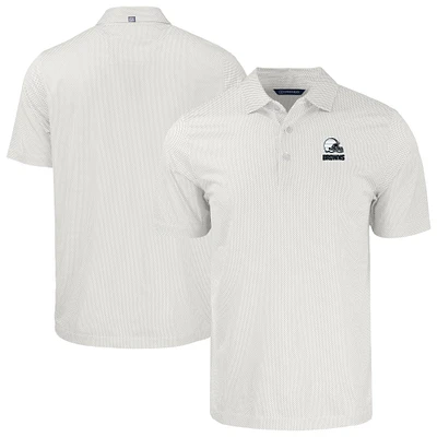 Men's Cutter & Buck White Cleveland Browns Big Tall Pike Eco Symmetry Print Stretch Recycled Polo