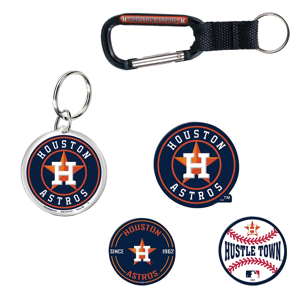 WinCraft Houston Astros 5-Pack Key Ring and Fridge Magnet Set