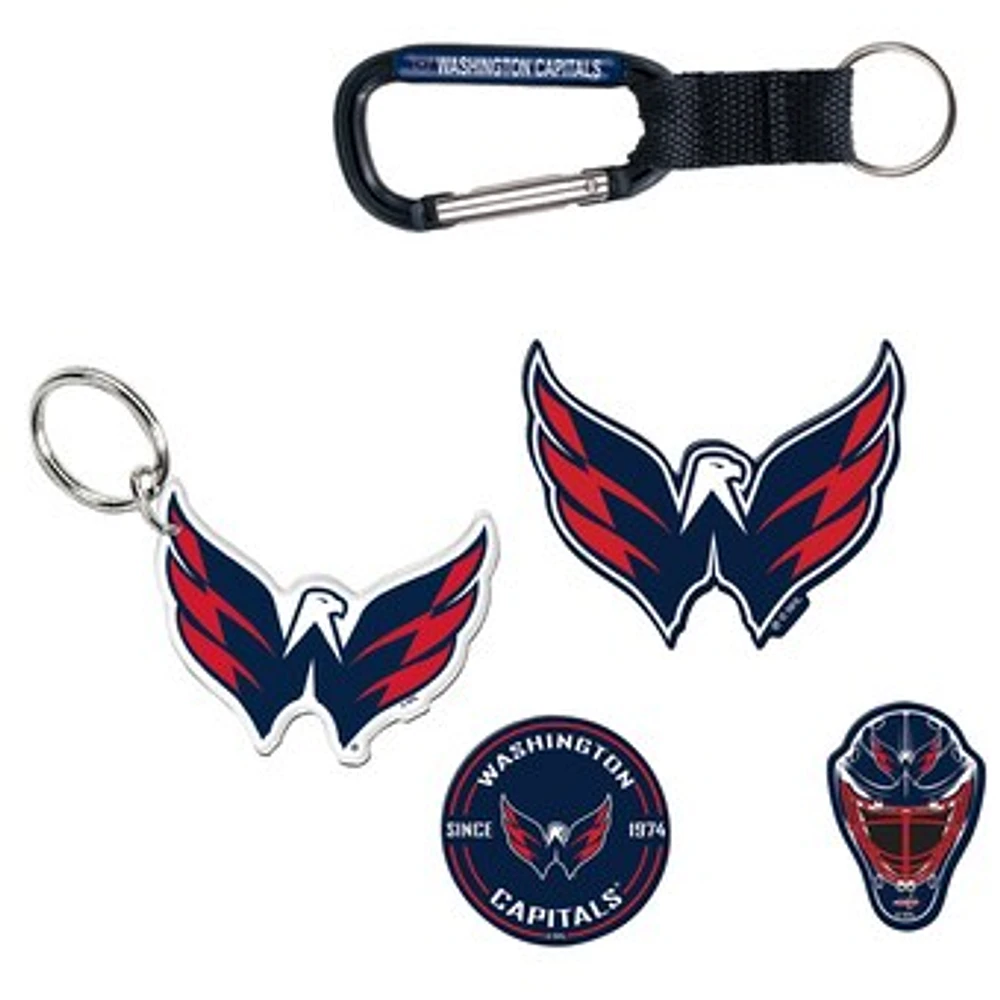 WinCraft Washington Capitals 5-Pack Key Ring and Fridge Magnet Set