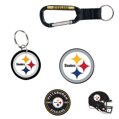 WinCraft Pittsburgh Steelers 5-Pack Key Ring and Fridge Magnet Set