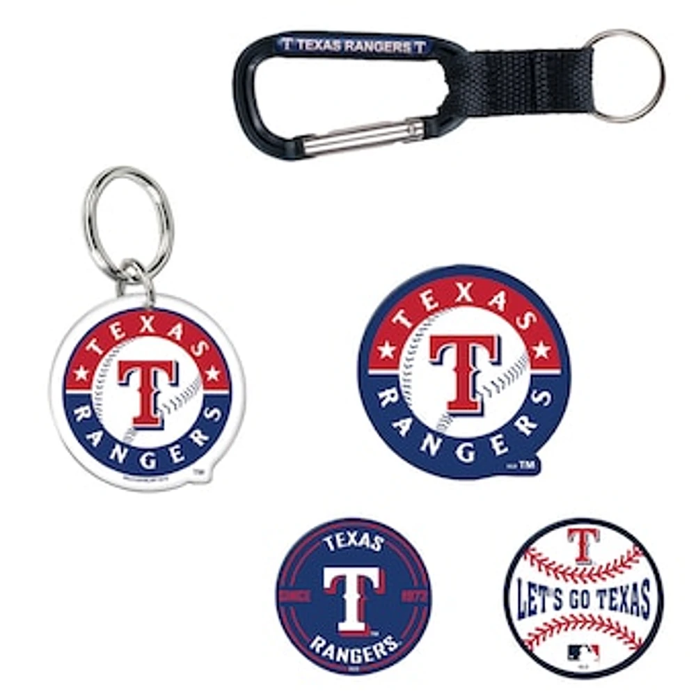 WinCraft Texas Rangers 5-Pack Key Ring and Fridge Magnet Set