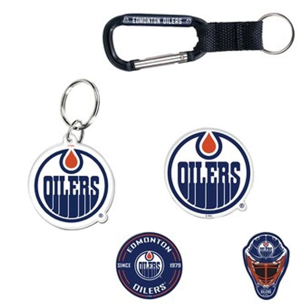 WinCraft Edmonton Oilers 5-Pack Key Ring and Fridge Magnet Set