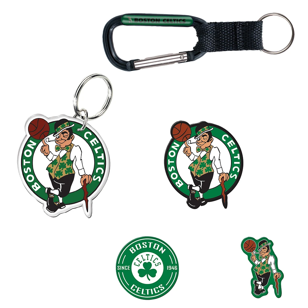 WinCraft Boston Celtics 5-Pack Key Ring and Fridge Magnet Set