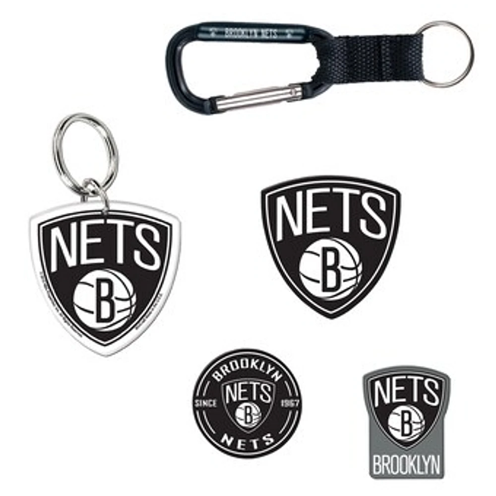 WinCraft Brooklyn Nets 5-Pack Key Ring and Fridge Magnet Set