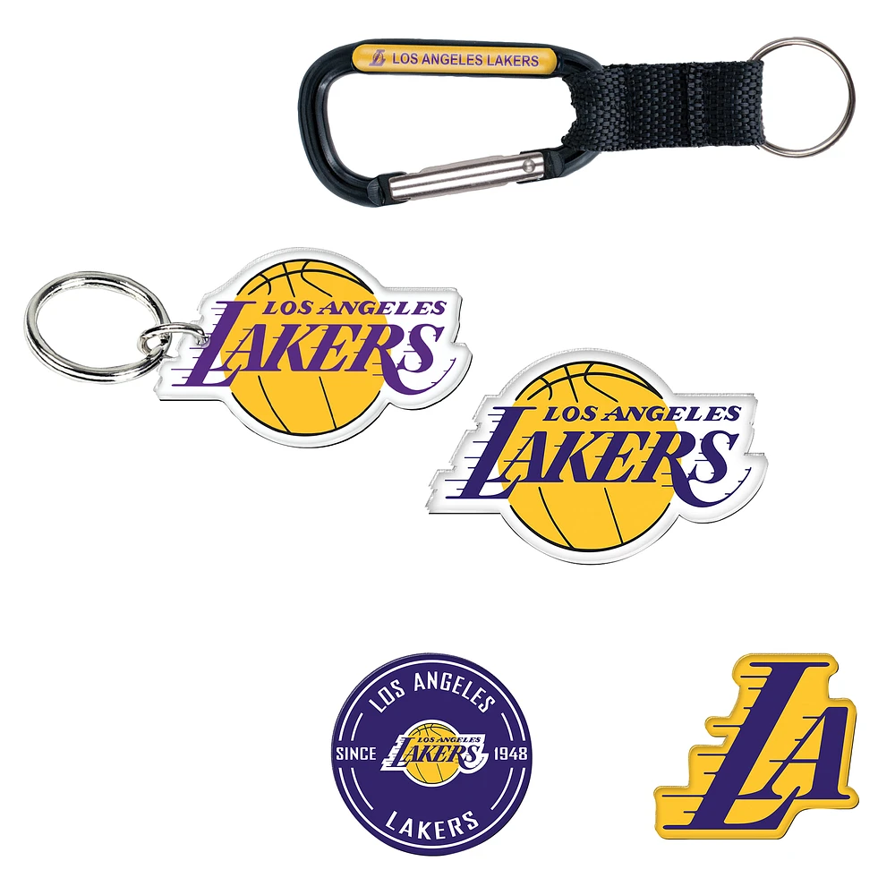 WinCraft Los Angeles Lakers 5-Pack Key Ring and Fridge Magnet Set