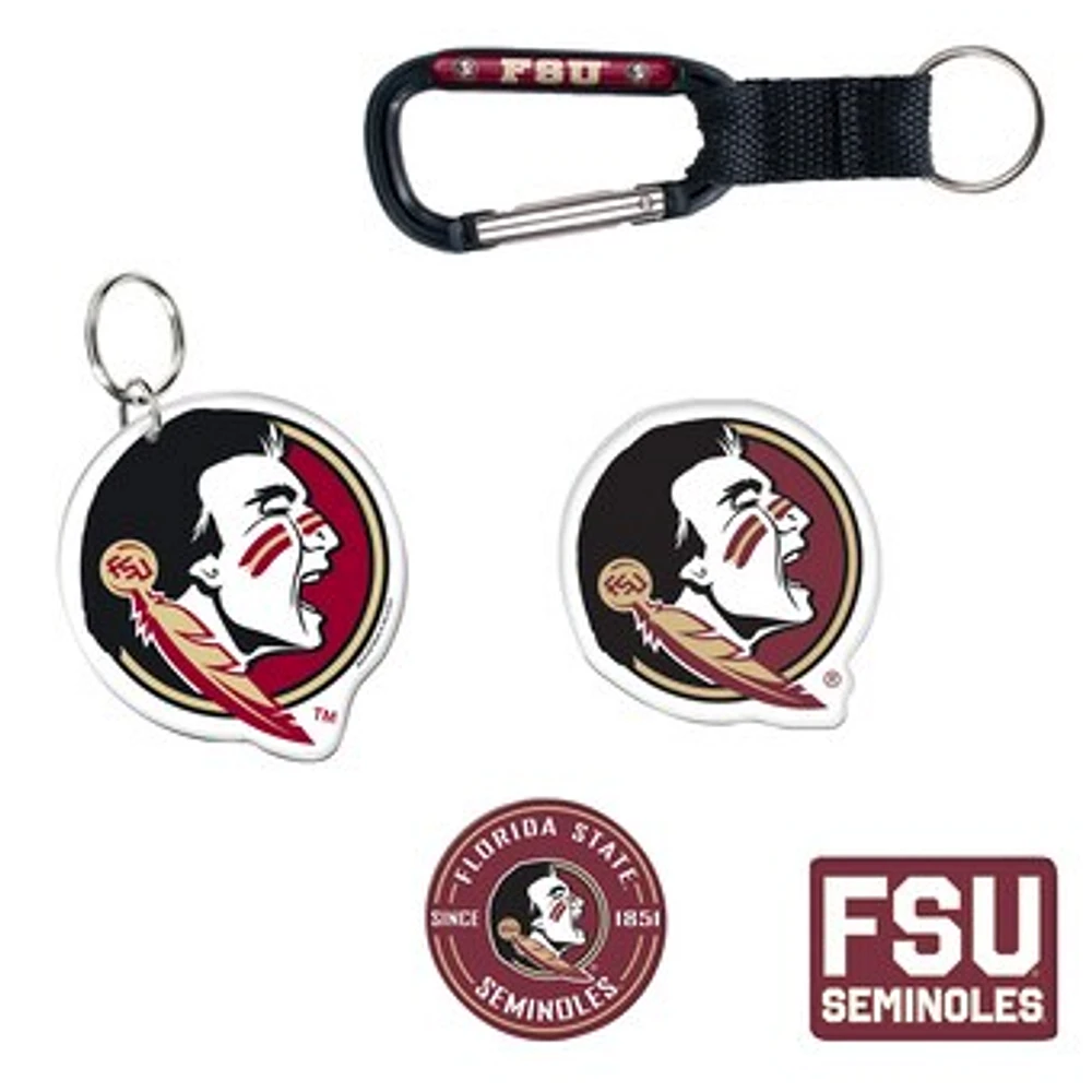 WinCraft Florida State Seminoles 5-Pack Key Ring and Fridge Magnet Set