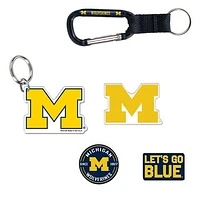 WinCraft Michigan Wolverines 5-Pack Key Ring and Fridge Magnet Set