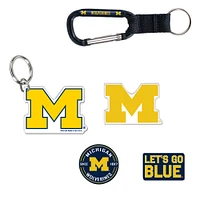 WinCraft Michigan Wolverines 5-Pack Key Ring and Fridge Magnet Set