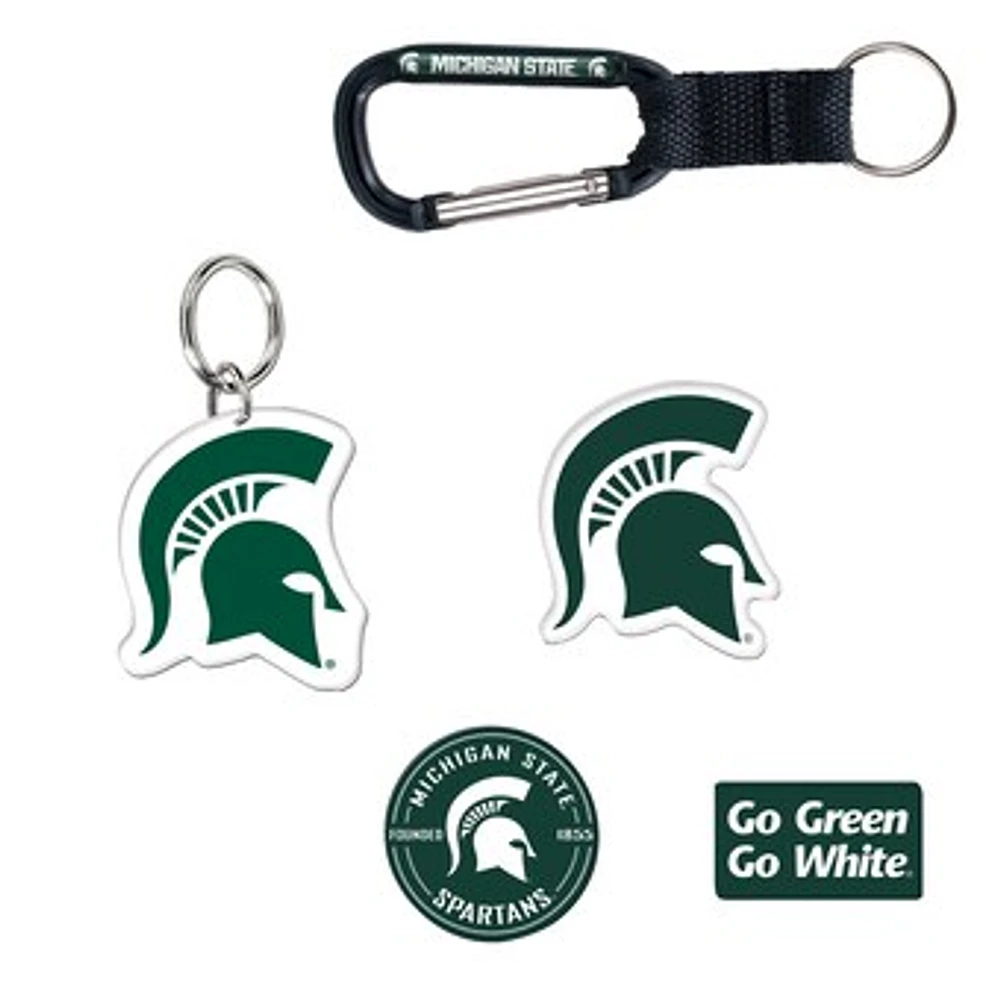 WinCraft Michigan State Spartans 5-Pack Key Ring and Fridge Magnet Set