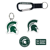 WinCraft Michigan State Spartans 5-Pack Key Ring and Fridge Magnet Set