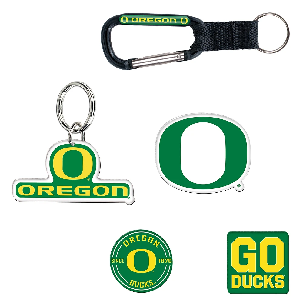 WinCraft Oregon Ducks 5-Pack Key Ring and Fridge Magnet Set