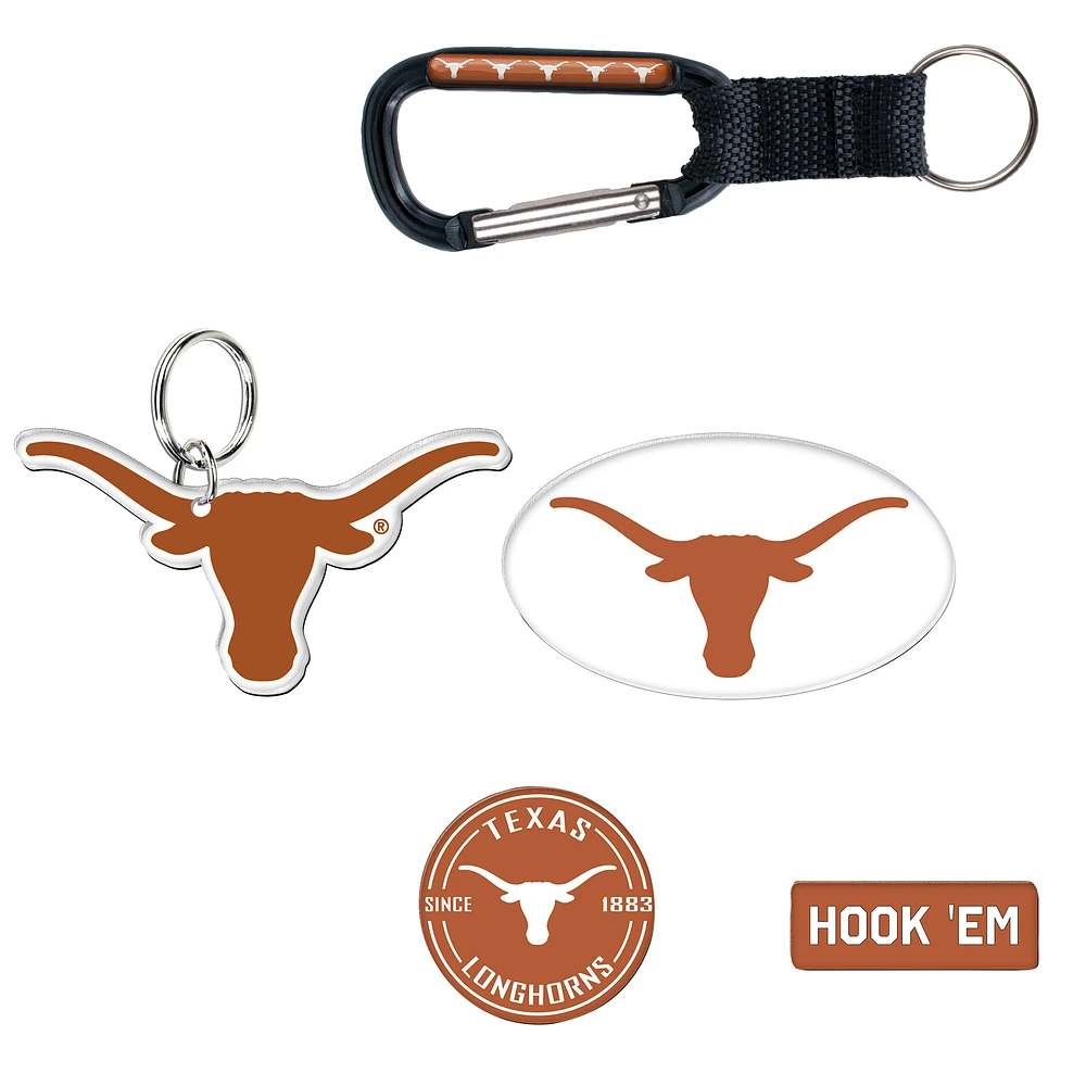 WinCraft Texas Longhorns 5-Pack Key Ring and Fridge Magnet Set