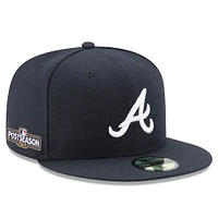 Men's New Era Navy Atlanta Braves 2024 MLB Postseason Side Patch 59FIFTY Fitted Hat