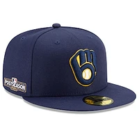 Men's New Era Navy Milwaukee Brewers 2024 MLB Postseason Side Patch 59FIFTY Fitted Hat