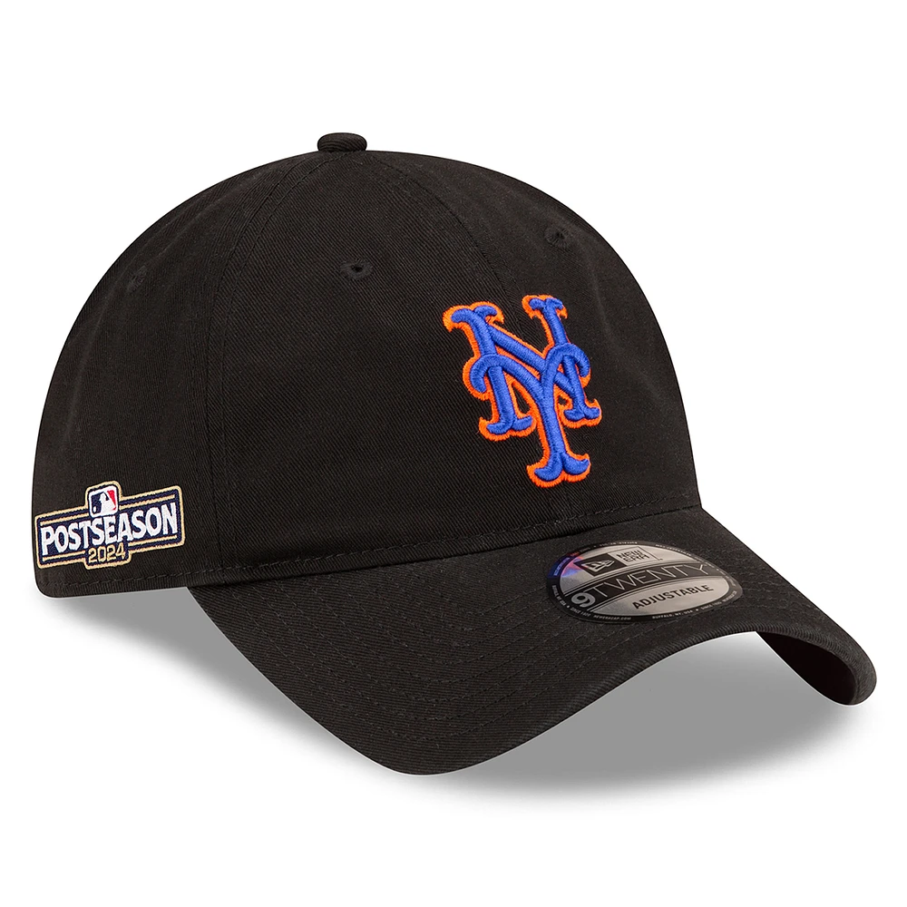 Men's New Era Black New York Mets 2024 MLB Postseason Side Patch 9TWENTY Adjustable Hat