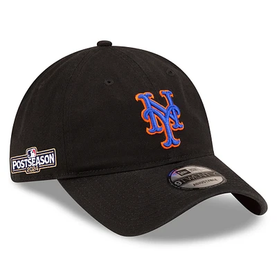 Men's New Era Black New York Mets 2024 MLB Postseason Side Patch 9TWENTY Adjustable Hat