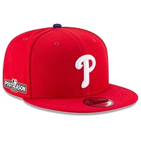 Men's New Era Red Philadelphia Phillies 2024 MLB Postseason Side Patch 9FIFTY Snapback Hat