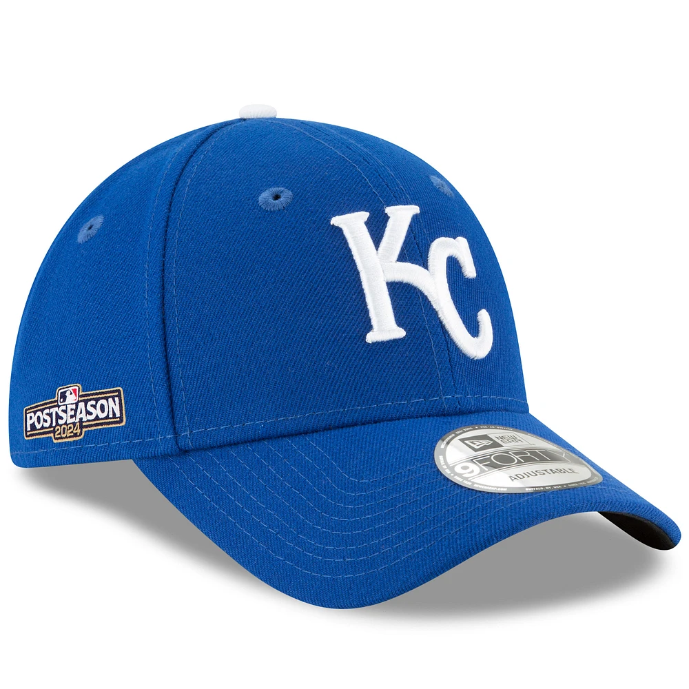 Men's New Era Royal Kansas City Royals 2024 MLB Postseason Side Patch 9FORTY Adjustable Hat