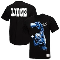 Men's Mitchell & Ness Calvin Johnson Black Detroit Lions Hall of Fame Player Graphic T-Shirt