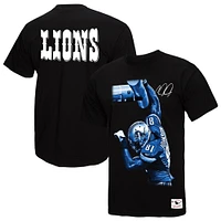 Men's Mitchell & Ness Calvin Johnson Black Detroit Lions Hall of Fame Player Graphic T-Shirt